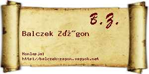 Balczek Zágon névjegykártya
